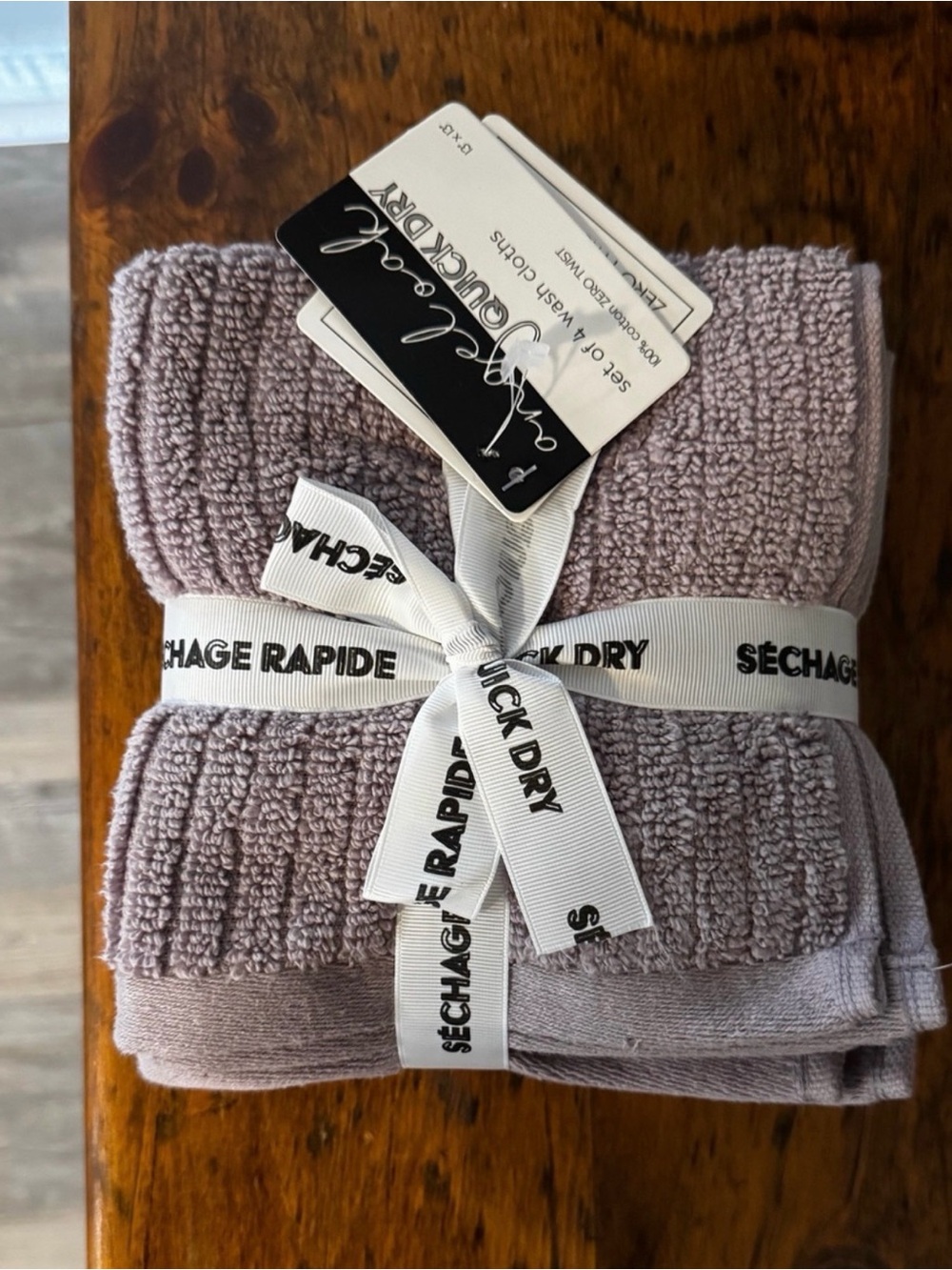 Angel Oak Purple Quick Dry Wash Cloths Set of 4